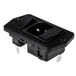 Bulgin C14 Panel Mount IEC Connector Male, 10A, 250 V, Fuse Size 5 x 20mm