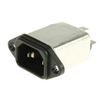 RS PRO 6A, 250 V ac Male Panel Mount IEC Filter , Faston None Fuse