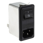 RS PRO 6A, 250 V ac Male Snap-In IEC Filter 2 Pole, Faston 1 Fuse