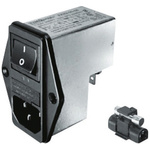 Schurter 1A, 250 V ac Male Panel Mount Filtered IEC Connector 2 Pole 4304.4001 1 Fuse