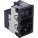 Schurter 6A, 250 V ac Male Snap-In Filtered IEC Connector 2 Pole KMF1.1161.11, Solder 2 Fuse