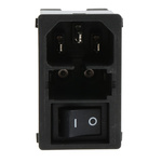 Schurter 10A, 250 V ac Male Snap-In Filtered IEC Connector 2 Pole KMF1.1191.11, Solder 2 Fuse