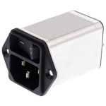 Schurter 2A, 250 V ac Male Panel Mount Filtered IEC Connector DC12.2102.001