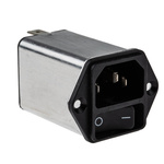 Schurter 4A, 250 V ac Male Panel Mount Filtered IEC Connector DC12.3102.001