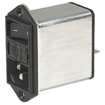 Schurter 10A, 250 V ac Male Panel Mount Filtered IEC Connector 2 Pole DD12.9321.111, Quick Connect Terminals 6.3 x 0.8