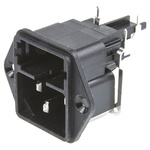 Schurter C14 Right Angle Panel Mount IEC Connector Male, 10A, 250 V, Fuse Size 5 x 20mm