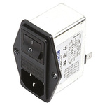 Deltron 4A, 250 V ac/dc Male Panel Mount IEC Filter 2 Pole RIP0442H2, Tab 1 Fuse