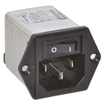 TE Connectivity 15A, 250 V ac Male Flange Mount IEC Filter 1 Pole 15CUFE1, Faston None Fuse