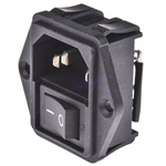 TE Connectivity 15A, 250 V ac Male Flange Mount IEC Filter 2 Pole 1-1609112-4, Spade None Fuse