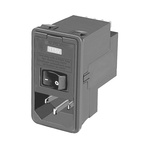 TE Connectivity 3A, 120 V ac, 250 V ac Male Snap-In IEC Filter 2 Pole 5-6609107-4, Spade 2 Fuse