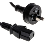 RS PRO 2m Power Cable, C17, IEC to AS/NZS 3112, Australian/New Zealand Plug, 10 A, 250 V
