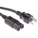 RS PRO 2m Power Cable, C15, IEC to Japanese 3 Pole, Japanese Plug