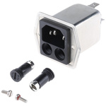 Schurter 4A, 250 V ac Male Panel Mount Filtered IEC Connector 5707.0401.312, Solder