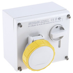 Scame Right Angle Switchable IP66, IP67 Industrial Interlock Socket 2P+E, Earthing Position 4h, 16A, 130 V