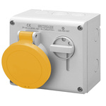 Scame Switchable IP44 Industrial Interlock Socket 2P+E, Earthing Position 4h, 32A, 130 V