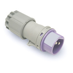 RS PRO IP44 Purple Cable Mount 2P Industrial Power Plug, Rated At 16A, 20 → 25 V