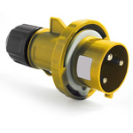 RS PRO IP67 Yellow Cable Mount 3P Industrial Power Plug, Rated At 16A, 100 → 130 V