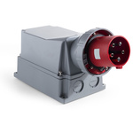 RS PRO IP67 Red Wall Mount 3P + N + E Industrial Power Plug, Rated At 125A, 380 → 415 V