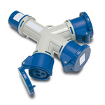 RS PRO IP44 Blue 2P + E Industrial Power Connector Adapter Plug, Socket, Rated At 16A, 230 V