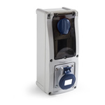 RS PRO IP44 Blue Surface Mount 2P + E Vertical Industrial Power Socket, Rated At 16A, 230 V
