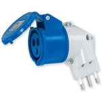 RS PRO IP20 Blue 2P + E Angled Industrial Power Connector Adapter Plug, Socket, Rated At 16A, 230 V