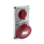 RS PRO IP67 Red Panel Mount 3P + N + E Vertical Industrial Power Socket, Rated At 32A, 400 V