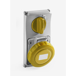 RS PRO IP67 Yellow Panel Mount 2P + T Vertical Industrial Power Socket, Rated At 16A, 110 V