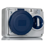 RS PRO IP67 Blue Wall Mount 2P + E Horizontal Industrial Power Socket, Rated At 32A, 230 V