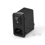 TE Connectivity 12A, 120 → 250 V ac Male Snap-In IEC Inlet Filter 2 Pole 12HPSNS1, Snap-In 1 Fuse