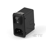 TE Connectivity 3A, 120 → 250 V ac Male Snap-In IEC Inlet Filter 2 Pole 3HPSGS1, Snap-In 1 Fuse