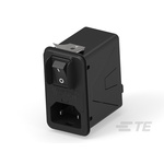 TE Connectivity 3A, 120 → 250 V ac Male Snap-In IEC Inlet Filter 2 Pole 3HPSGS1-NG, Snap-In 1 Fuse