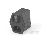 TE Connectivity 6A, 120 → 250 V ac Male Vertical Mount IEC Inlet Filter 2 Pole 6HPEGS1-HG, Faston 1 Fuse