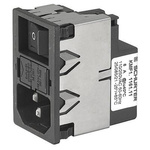 Schurter 2A, 250 V ac Male Panel Mount, Snap In Mount IEC Inlet Filter 2 Pole KMF1.1221.11, Quick Connect 1 Fuse