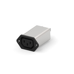 TE Connectivity 10A, 250 V ac Female Flange Mount IEC Inlet Filter 6609018-7, Faston