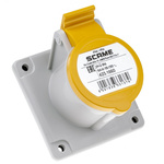 Scame IP44 Yellow Panel Mount 2P + E Industrial Power Socket, Rated At 16A, 110 V