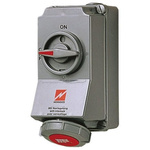MENNEKES Right Angle Switchable IP67 Industrial Interlock Socket 3PN+E, Earthing Position 6h, 16A, 400 V