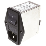 Schurter 2A, 250 V ac Male Panel Mount Filtered IEC Connector 4304.5022