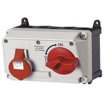 MENNEKES Right Angle Switchable IP44 Industrial Interlock Socket 3P+E, Earthing Position 6h, 16A, 400 V