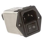 TE Connectivity 6A, 250 V ac Male Flange Mount IEC Filter 2 Pole 6CFE1, Spade None Fuse