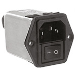 TE Connectivity 6A, 250 V ac Male Snap-In IEC Filter 2 Pole 6CFS1, Spade None Fuse