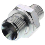 Parker Hydraulic Straight Threaded Adapter 6F3MK4S, Connector A G 3/8 Male, Connector B R 1/4 Male