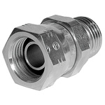 Parker Hydraulic Straight Threaded Adapter 6-8F6MK4S, Connector A G 3/8 Female, Connector B G 1/2 Male
