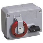 Amphenol Industrial Horizontal Switchable IP67 Industrial Interlock Socket 3P+E, 32A, 380 → 415 V