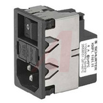 Schurter 10A, 125 V ac, 250 V ac Male Snap-In Filtered IEC Connector 2 Pole KMF1.1193.11, Quick Connect 1 Fuse
