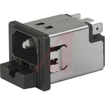 Schurter 1A, 250 V ac Male Panel Mount Filtered IEC Connector 5220.0143.1, Quick Connect 2 Fuse