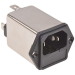 TE Connectivity 10A, 250 V ac Male Flange Mount IEC Filter 3-1609115-3, Spade 2 Fuse