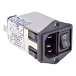 TE Connectivity 3A, 250 V ac Male Flange Mount IEC Filter 2 Pole 6609113-5, Spade None Fuse
