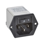 TE Connectivity 1A, 120 V ac, 250 V ac Male Flange Mount IEC Filter 1 Pole 2-1609113-2, Spade None Fuse