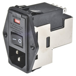 TE Connectivity 10A, 120 V ac, 250 V ac Male Flange Mount IEC Filter 2 Pole 6609929-4, Spade 2 Fuse