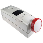 Scame, ADVANCE 2 IP67 Red Wall Mount 3P + N + E RCD Industrial Power Connector Socket, Rated At 64A, 415 V